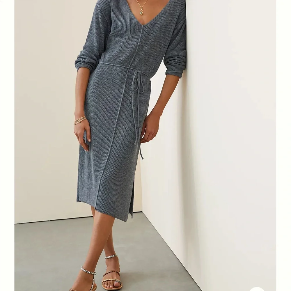 NWT Anthropologie Knit Midi Dress. Size Small. Dark Grey color - Picture 7 of 7